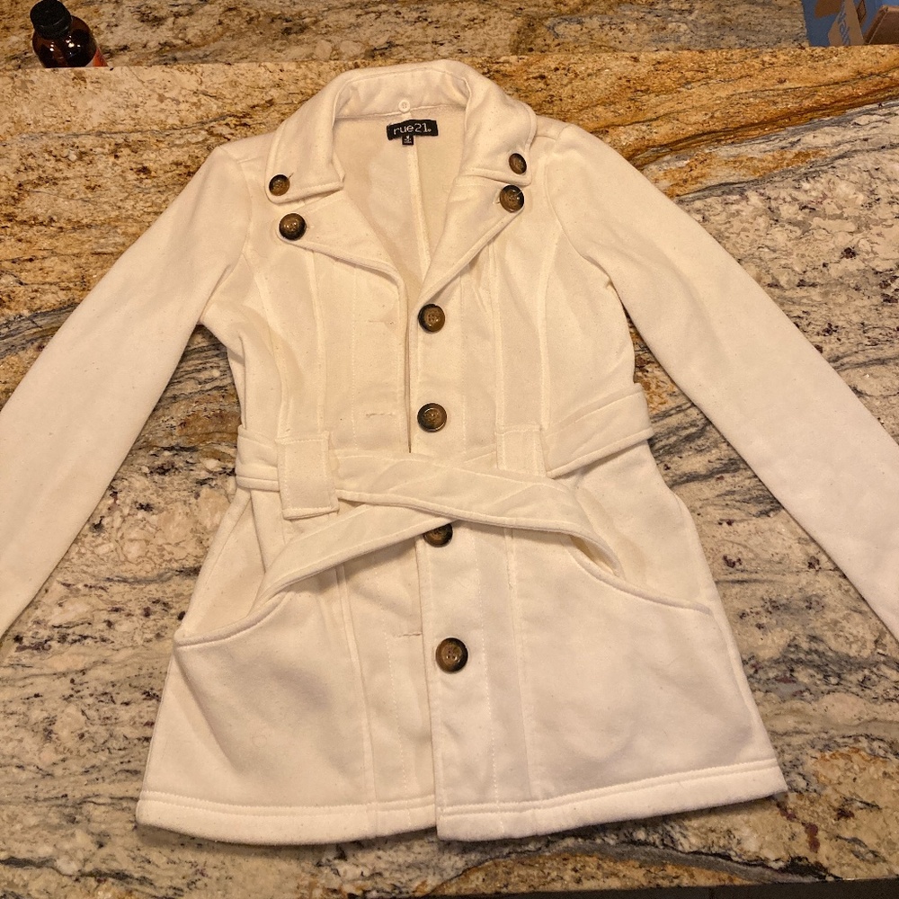 White Jacket with Brown Buttons & Belt